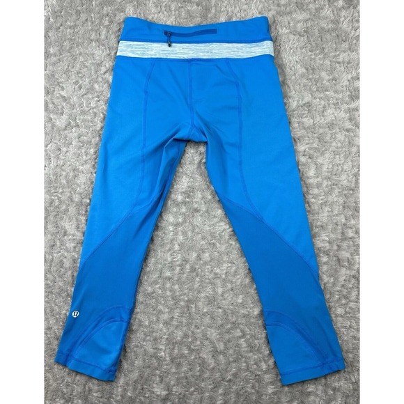 Lululemon Yoga Pants Leggings Womens 4 Blue Athleisure Zipper Back Pocket Active - Picture 1 of 8